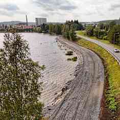 Ilmakuva Jyväskylän rantaraitista jota ollaan leventämässä.