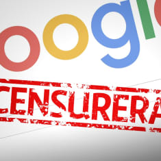 Google-logo med en censurerad-stämpel.