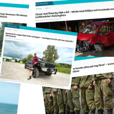 Ett hopklipp av skärmdumpar från olika artiklar på Yle Västnyland.