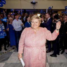  Erna Solberg på Høyres valvaka.