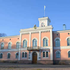 ett stort rosa hus