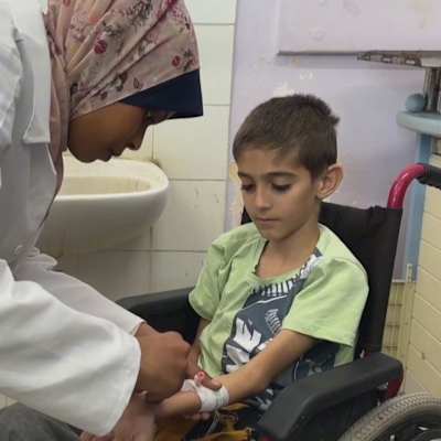 Den palestinska 10-åringen Siraj Yassin som lider av leukemi.