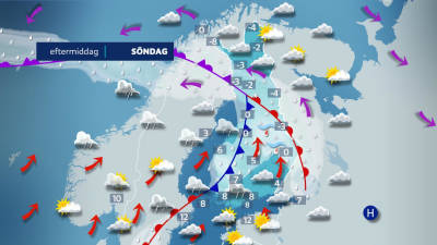 Väderkarta över Finland.