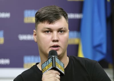 Maksim Kuzminov gav en presskonferens i Kiev den 5 september 2023. Han hade landat i Ukraina den 9 augusti. 