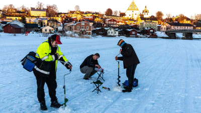 Pimpelfiske på å is.