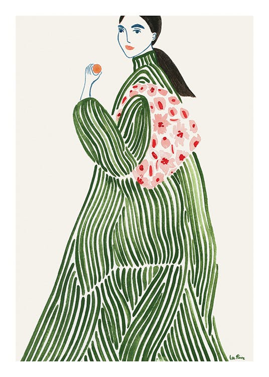 La Poire - Green Coat Print 0