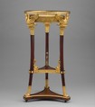 Washstand (athénienne or lavabo), Design attributed to Charles Percier (French, Paris 1764–1838 Paris), Legs, base and shelf of yew wood; gilt-bronze mounts; iron plate beneath shelf, French, Paris