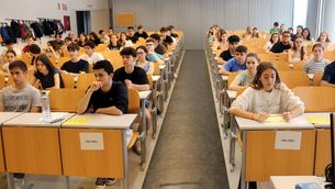 Una aula dels exàmens de la selectivitat del 2023 a Lleida