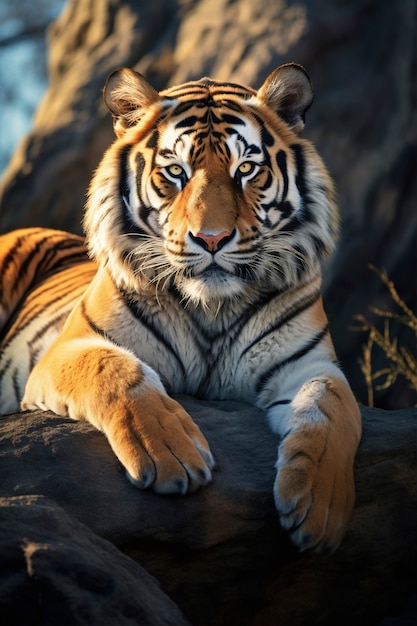 Free photo ferocious tiger in nature