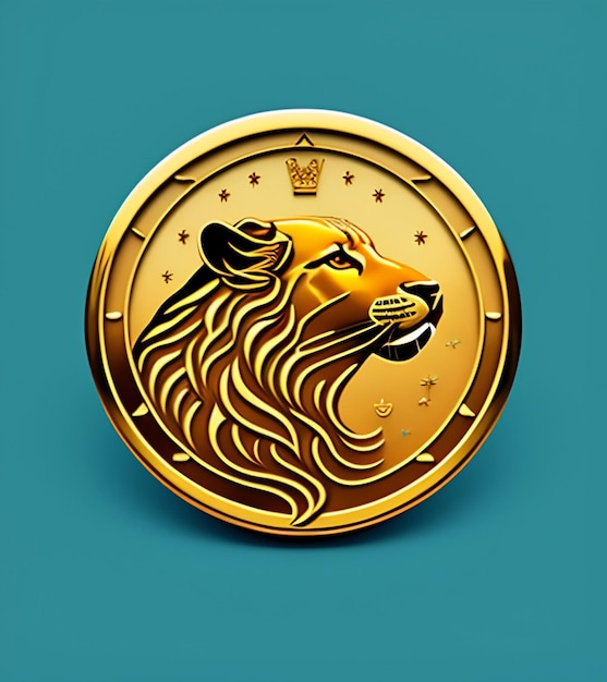 Free photo a gold coin with a lion's head on it.