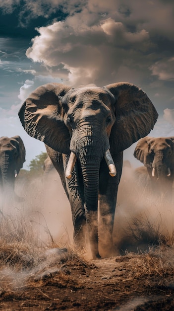 Free photo photorealistic scene of wild elephants