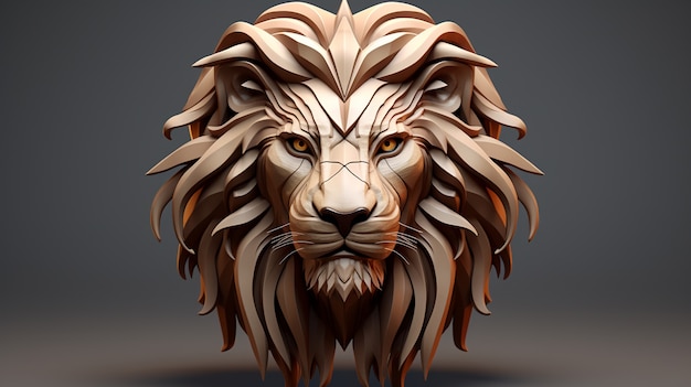 Free photo view of 3d ferocious lion head with \mane