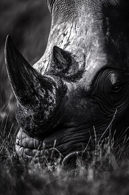 Free photo view of monochrome rhino