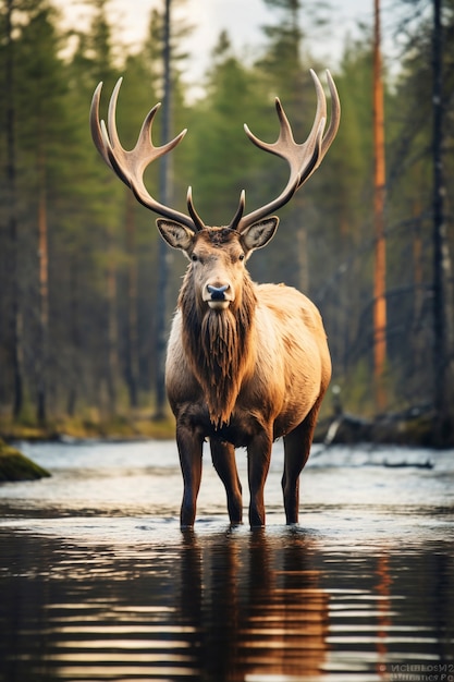 Free photo view of wild elk in nature