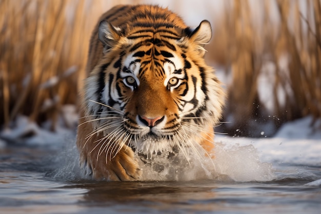 Free photo view of wild tiger in nature