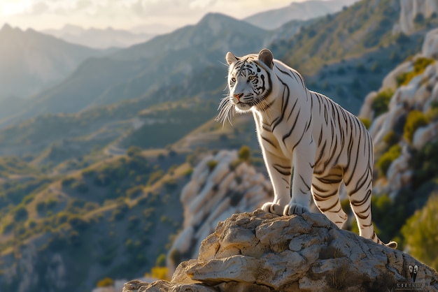 Free photo white bengal tiger in nature