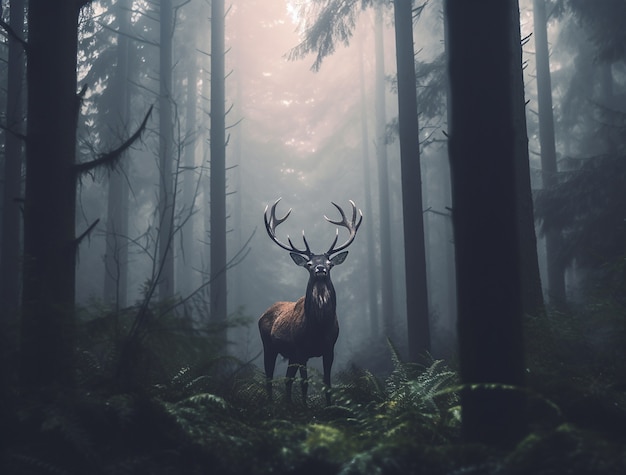 Free photo wild elk outdoors with nature landscape