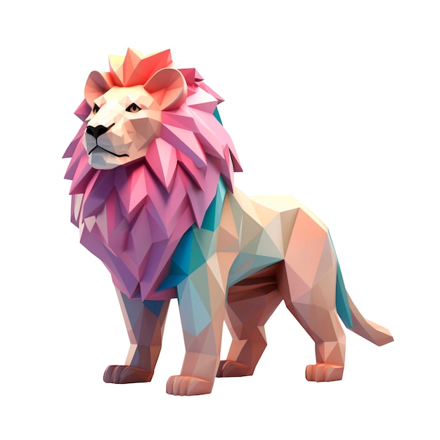 Free PSD 3d rendering of lion isolated