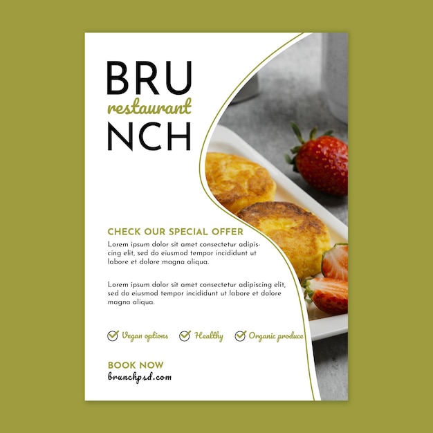 Brunch restaurant vertical flyer template