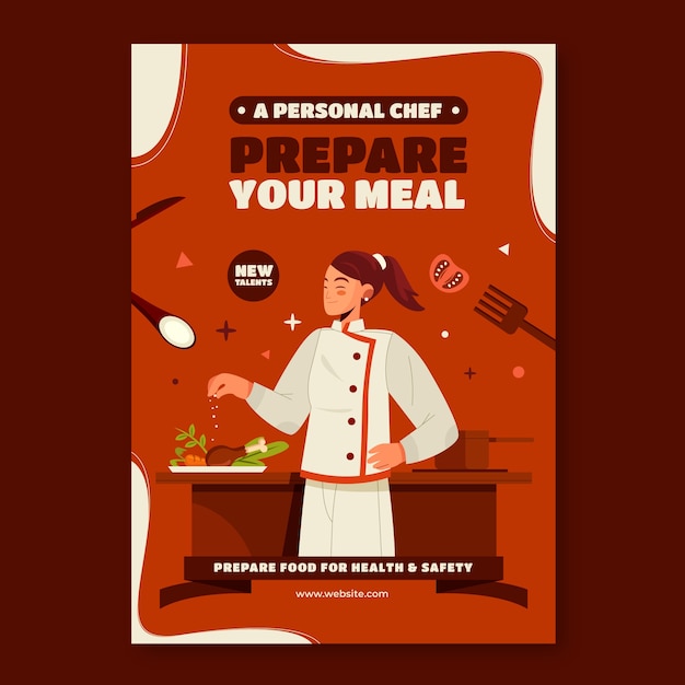 Chef and gastronomy vertical poster template