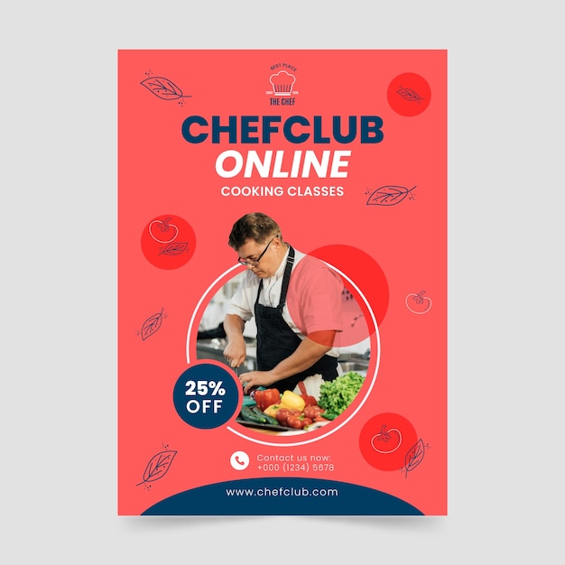 Flat design chef career poster