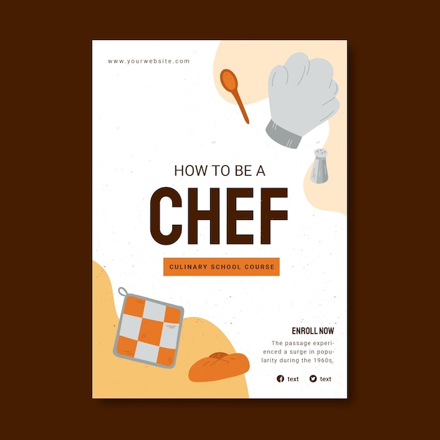 Hand drawn chef career poster template