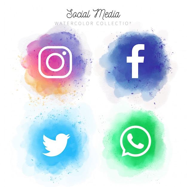 Free vector watercolor social media collection