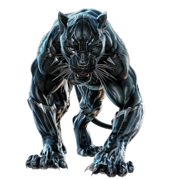 Photo big black panther isolated on transparent background