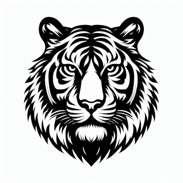 Photo a black and white drawing of a tiger with a black face