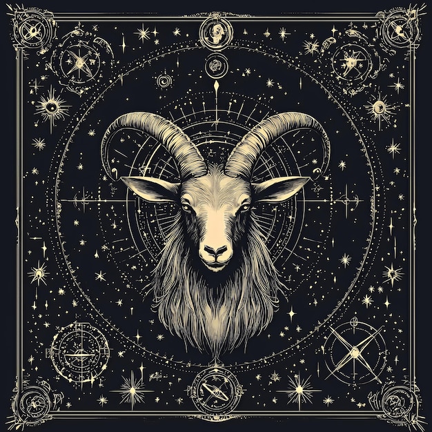 Photo capricorn zodiac sign with celestial background