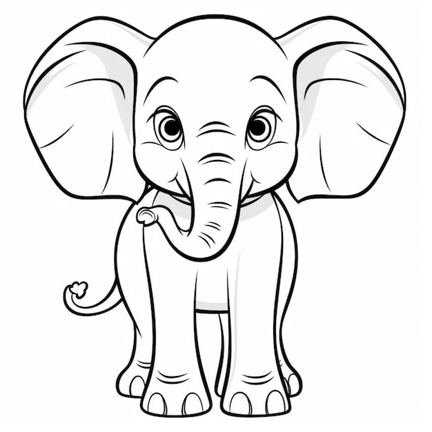 Photo a cartoon elephant with a big tusk standing in front of a white background generative ai