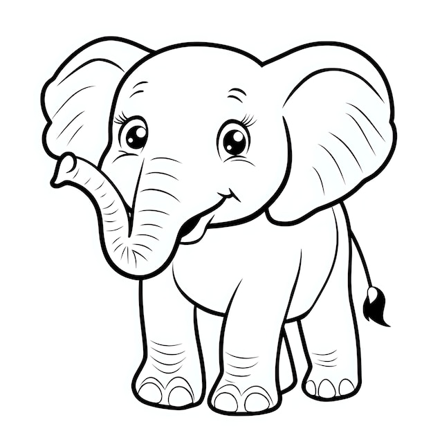 Photo happy baby elephant coloring page