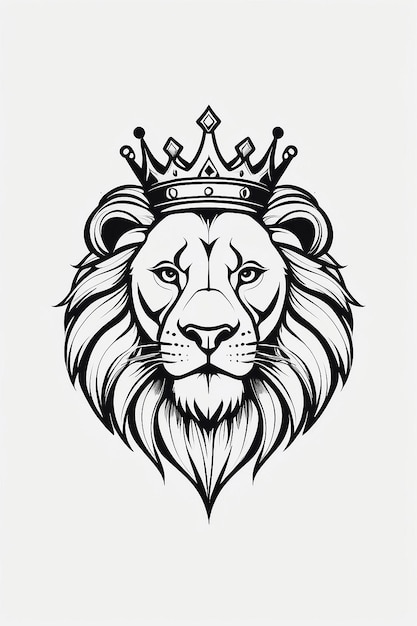 Photo minimalistic logo with lion king head in crown