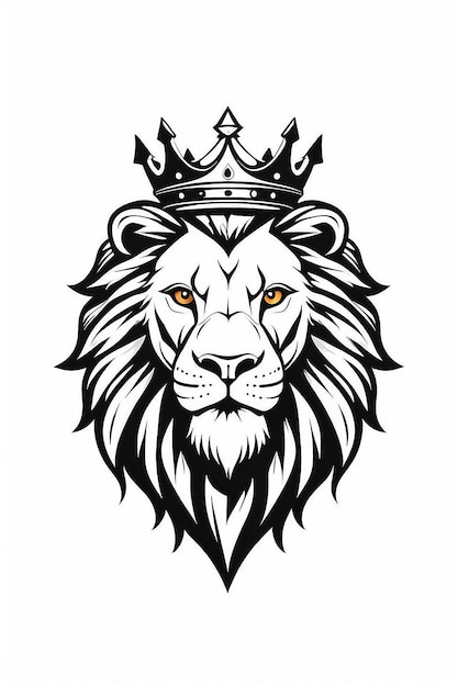 Photo minimalistic logo with lion king head in crown