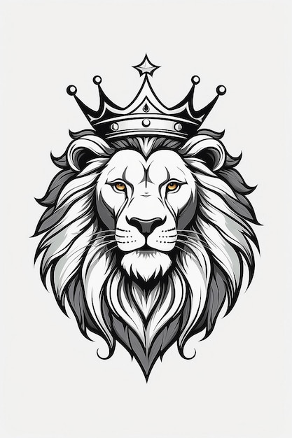 Photo minimalistic logo with lion king head in crown