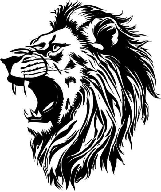 PSD majestic black and white stencil lion a powerful and elegant design