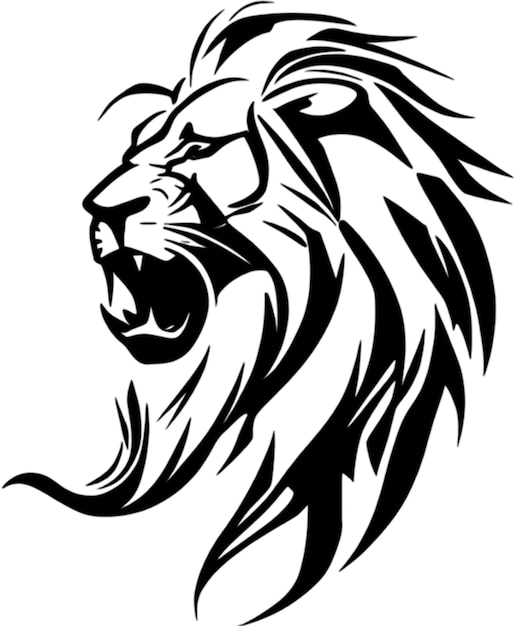 PSD majestic black and white stencil lion a powerful and elegant design