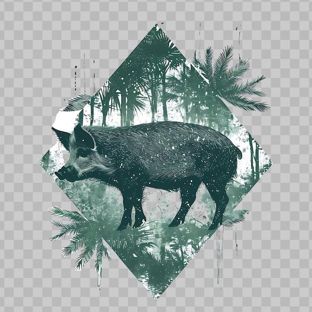 PSD a picture of a wild boar with trees in the background