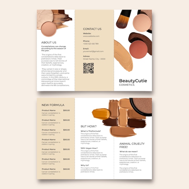 Cosmetic trifold  brochure design template