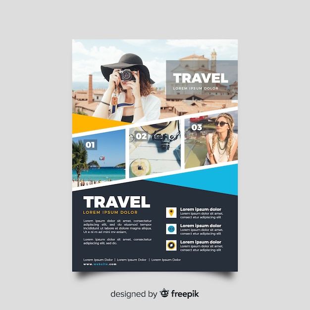 Travel flyer template with photo