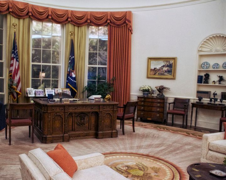 The Oval Office as it looked during Reagan's time in office. 
