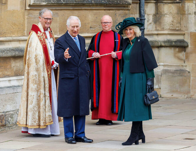 Charles III et Camilla ont célébré Pâques au château de Windsor, le 31 mars 2024.