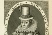 Seul portrait de Pocahontas (ici nommée Matoaka) de son vivant, gravure de 1616, impression de 1793.
