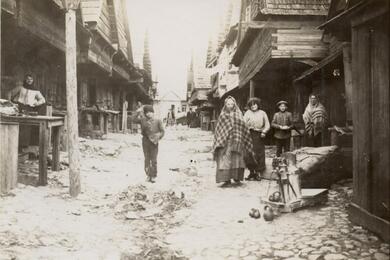 Улица местечка Дивин в 1915 году. Фото: Tomasz Wiśniewski, Szukamypolski.com, commons.wikimedia.org