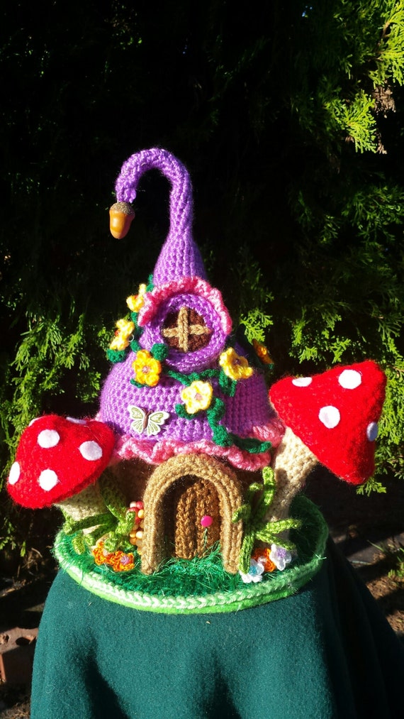 Fantasy Fairy or Gnome Home Handmade crochet OOAK