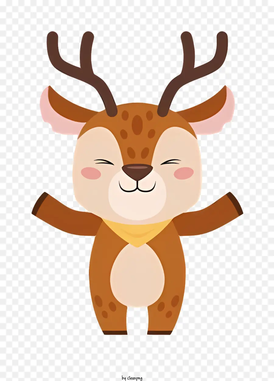 Cartoon Deer，длинные рога PNG