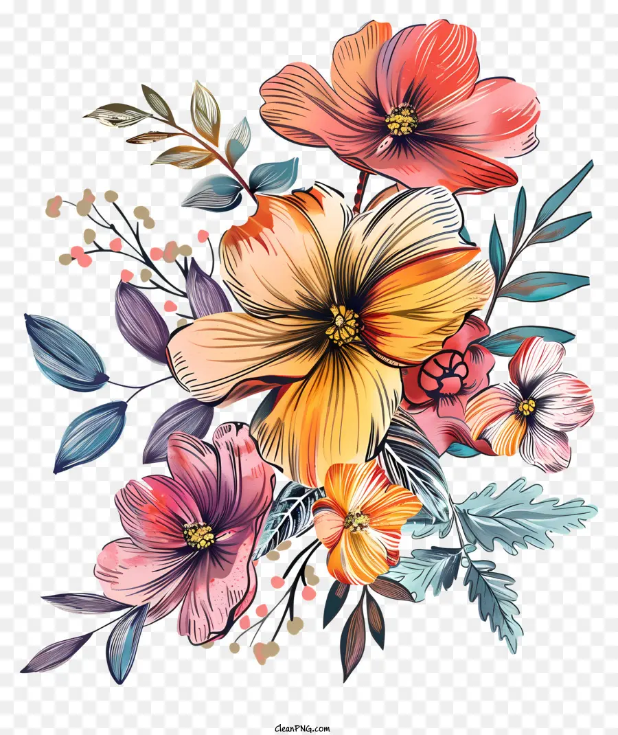 Boho，цветочная композиция PNG