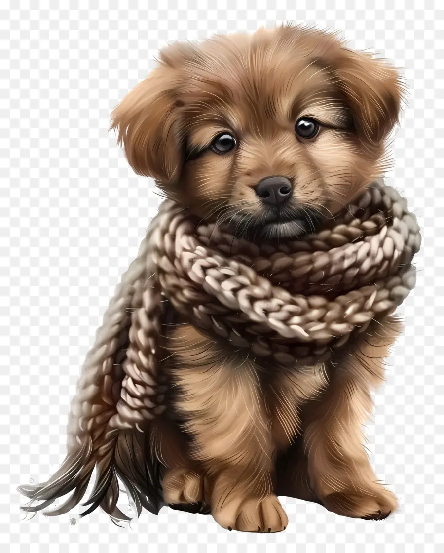 щенок，вязаный шарф PNG