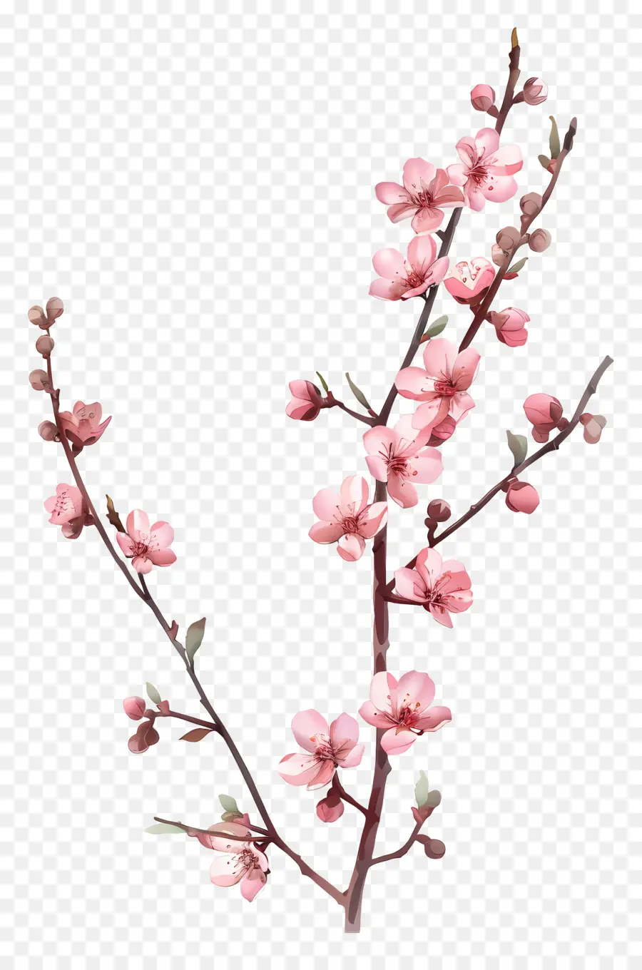Розовые цветы，вишни PNG