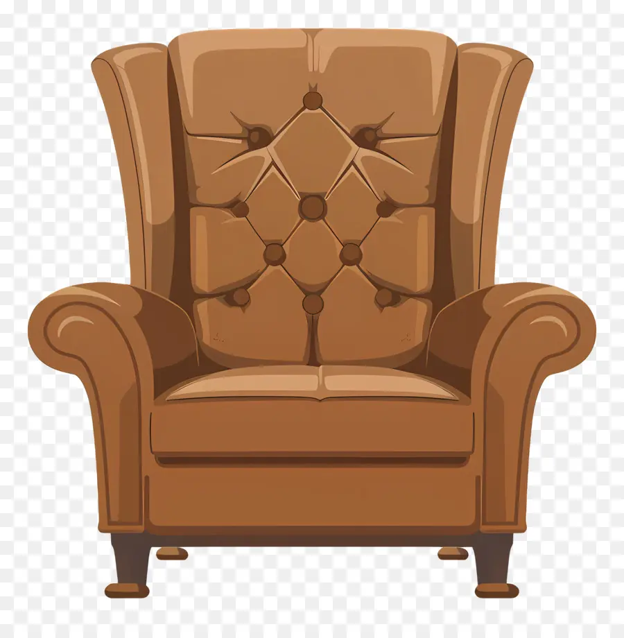 Armchair，коричневый кожаный стул PNG